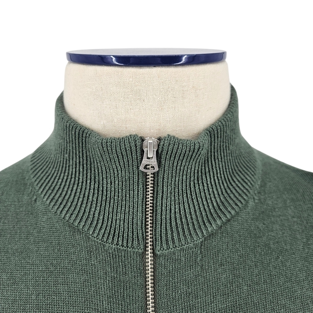 J.CREW Wool Knit Pullover Sweater Green 1/4 Zip Mock Long Sleeve Medium - Picture 2 of 7